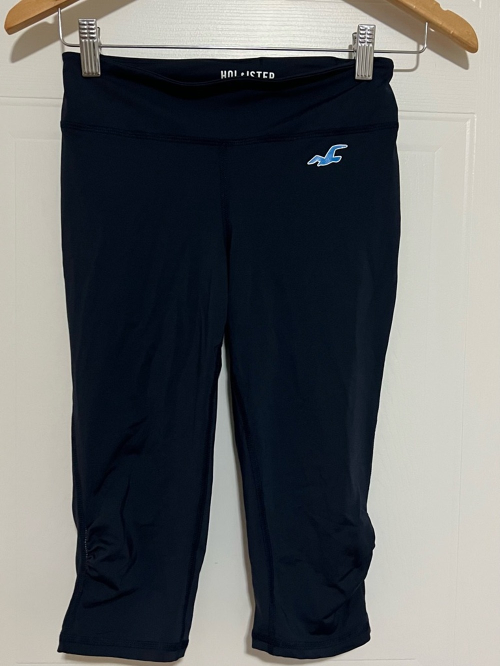 Hollister Navy Cropped Leggings with Light Blue Logo